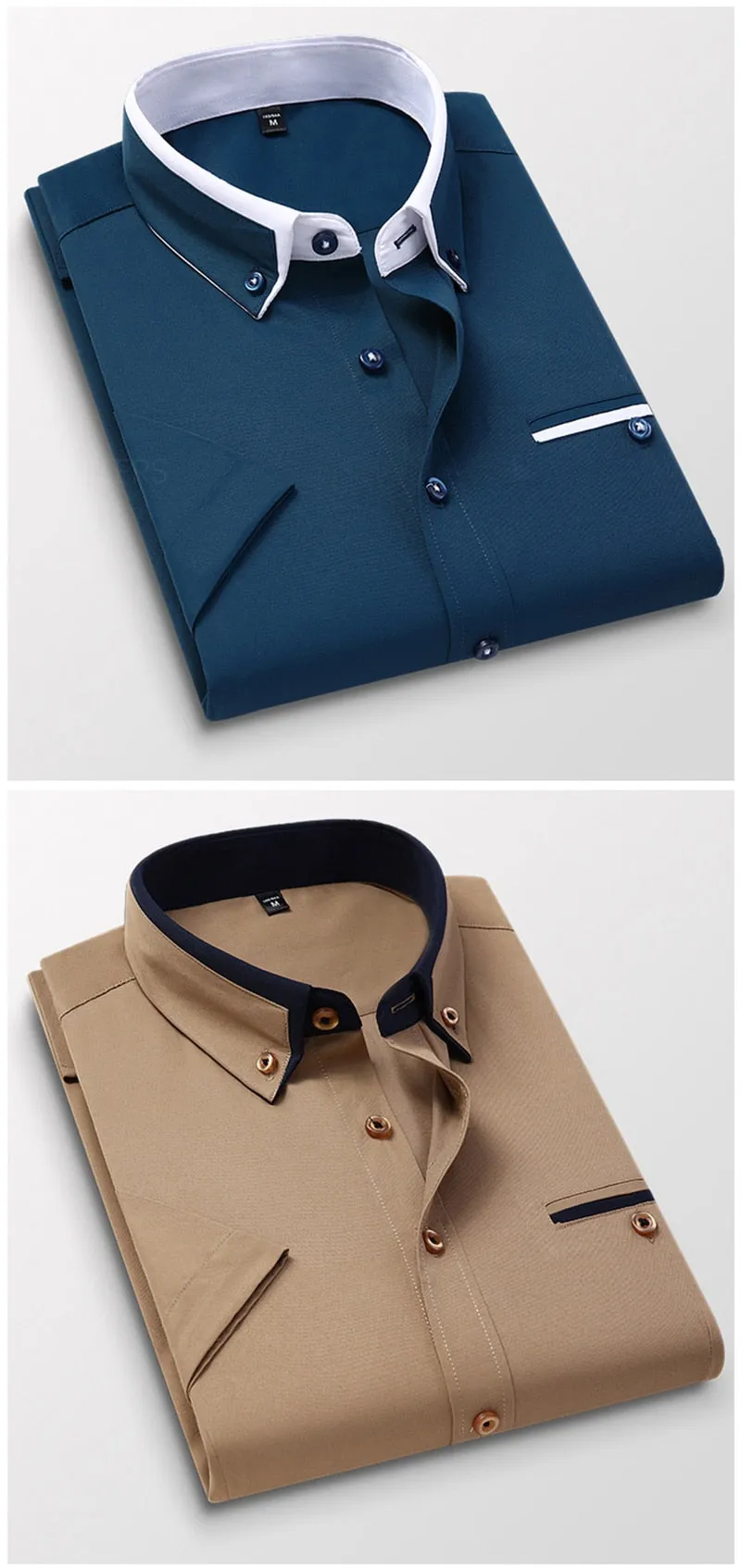 Summer Shirt Men's Short Sleeves Button Up Shirt Turn-down Collar Casual Clothing