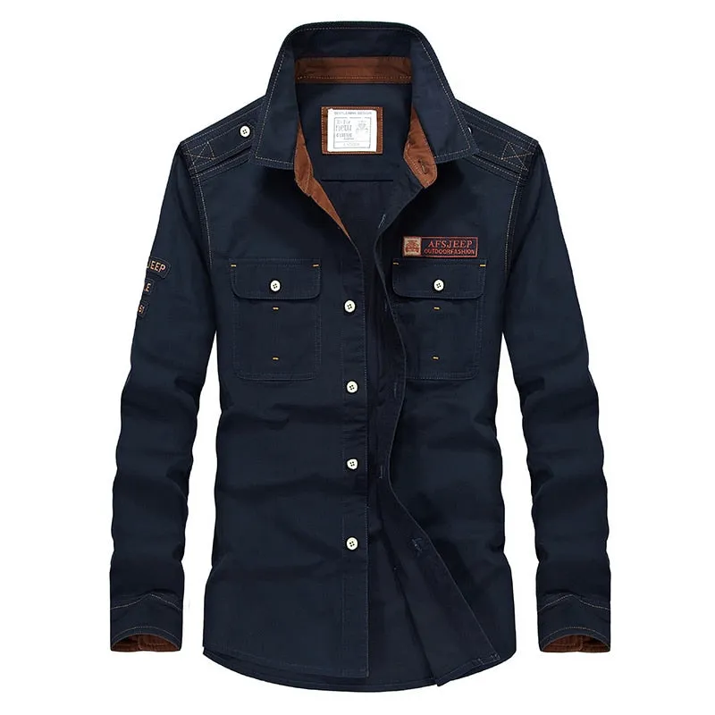 Tactical Shirt Men's Clothes Military Long Sleeve Army Dress Casual Washed Cotton