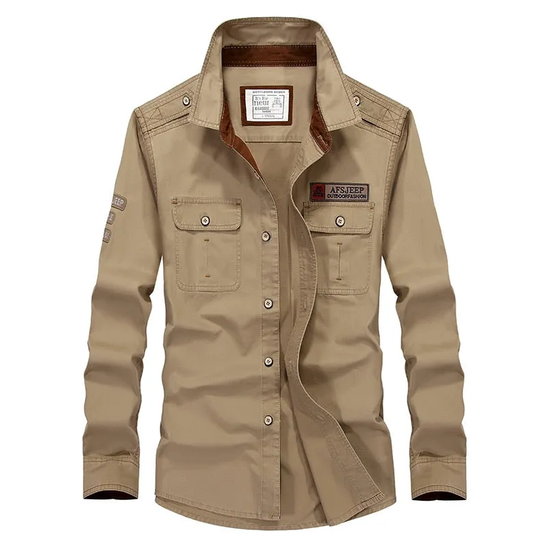 Tactical Shirt Men's Clothes Military Long Sleeve Army Dress Casual Washed Cotton