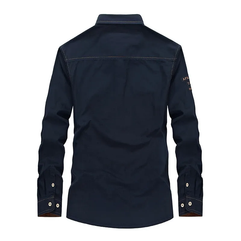 Tactical Shirt Men's Clothes Military Long Sleeve Army Dress Casual Washed Cotton