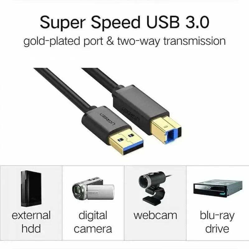 Ugreen 1m USB 3.0 A Male to B Male Printer Cable (30753)